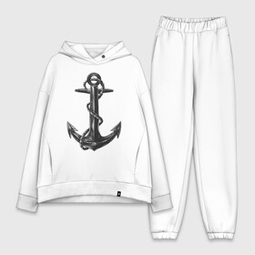 Женский костюм хлопок Oversize с принтом ЧЕРНЫЙ ЯКОРЬ в Ухте,  |  | вектор | вмф | военно моской флот | канат | капитан | море | морской флот | моряк | флот | якорь