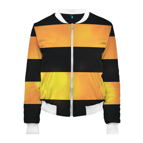 Женский бомбер 3D с принтом Георгиевская лента в Ухте, 100% полиэстер | застегивается на молнию, по бокам два кармана без застежек, мягкие манжеты, по низу бомбера и на воротнике — эластичная резинка | 9 мая | victory | георгиевская лента | девятое | день победы | май | майские | победа | праздник