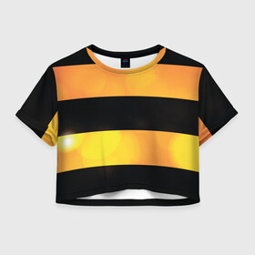 Женская футболка Crop-top 3D с принтом Георгиевская лента в Ухте, 100% полиэстер | круглая горловина, длина футболки до линии талии, рукава с отворотами | 9 мая | victory | георгиевская лента | девятое | день победы | май | майские | победа | праздник