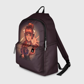 Рюкзак 3D с принтом Моника. (Monika) в Ухте, 100% полиэстер | лямки с регулируемой длиной, сверху петелька, чтобы рюкзак можно было повесить на вешалку. Основное отделение закрывается на молнию, как и внешний карман. Внутри два дополнительных кармана, один из которых закрывается на молнию. По бокам два дополнительных кармашка | Тематика изображения на принте: anime | doki doki literature club | monika | natsuki | sayori | yuri | аниме | доки доки | доки доки литературный клуб | моника | нацуки | саёри | юри