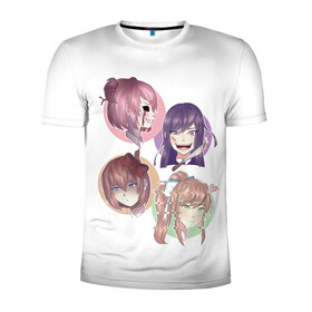 Мужская футболка 3D спортивная с принтом Doki Doki Literature Club в Ухте, 100% полиэстер с улучшенными характеристиками | приталенный силуэт, круглая горловина, широкие плечи, сужается к линии бедра | anime | doki doki literature club | monika | natsuki | sayori | yuri | аниме | доки доки | доки доки литературный клуб | моника | нацуки | саёри | юри