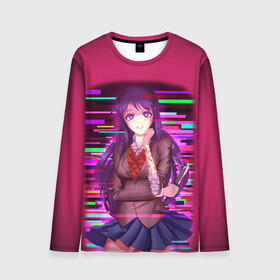Мужской лонгслив 3D с принтом Literature Club Юри (Yuri) в Ухте, 100% полиэстер | длинные рукава, круглый вырез горловины, полуприлегающий силуэт | anime | doki doki literature club | monika | natsuki | sayori | yuri | аниме | доки доки | доки доки литературный клуб | моника | нацуки | саёри | юри