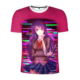 Мужская футболка 3D спортивная с принтом Literature Club Юри (Yuri) в Ухте, 100% полиэстер с улучшенными характеристиками | приталенный силуэт, круглая горловина, широкие плечи, сужается к линии бедра | anime | doki doki literature club | monika | natsuki | sayori | yuri | аниме | доки доки | доки доки литературный клуб | моника | нацуки | саёри | юри