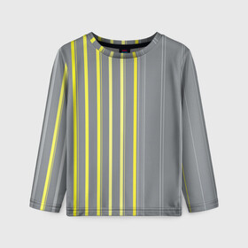 Детский лонгслив 3D с принтом Желтые и серые полосы в Ухте, 100% полиэстер | длинные рукава, круглый вырез горловины, полуприлегающий силуэт
 | gray | stripes | yellow | желтые | полосы | серые
