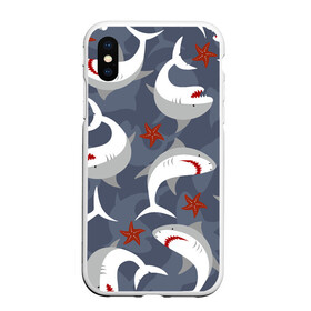Чехол для iPhone XS Max матовый с принтом Акулы в Ухте, Силикон | Область печати: задняя сторона чехла, без боковых панелей | shark | акула | акулы | клыки | море | океан | рыба