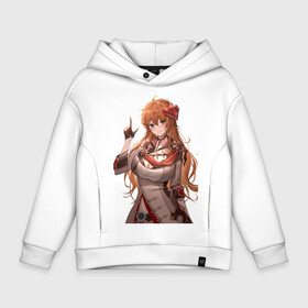 Детское худи Oversize хлопок с принтом Tartaglia - girl art в Ухте, френч-терри — 70% хлопок, 30% полиэстер. Мягкий теплый начес внутри —100% хлопок | боковые карманы, эластичные манжеты и нижняя кромка, капюшон на магнитной кнопке | Тематика изображения на принте: art | fanart | game | genshin | impact | tartaglia | тарталья