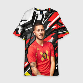 Детское платье 3D с принтом Эден Азар в Ухте, 100% полиэстер | прямой силуэт, чуть расширенный к низу. Круглая горловина, на рукавах — воланы | Тематика изображения на принте: eden hazard | бельгия | игра | полузащитник | реал | футбол | эден азар