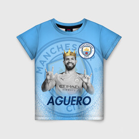 Детская футболка 3D с принтом СЕРХИО АГУЭРО SERGIO AGUERO в Ухте, 100% гипоаллергенный полиэфир | прямой крой, круглый вырез горловины, длина до линии бедер, чуть спущенное плечо, ткань немного тянется | football | manchester city | sergio leonel aguero del castillo | sport | манчестер сити | сборная аргентины. | спорт | футбол