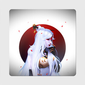 Магнит виниловый Квадрат с принтом GENSHIN IMPACT  НИН ГУАН в Ухте, полимерный материал с магнитным слоем | размер 9*9 см, закругленные углы | Тематика изображения на принте: genshin impact | ningguang | гениш импакт | генши импакт | геншин импакт | игра | нин гуан