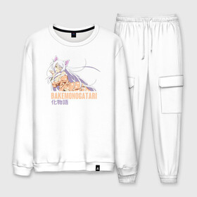 Мужской костюм хлопок с принтом Истории монстров в Ухте, 100% хлопок | на свитшоте круглая горловина, мягкая резинка по низу. Брюки заужены к низу, на них два вида карманов: два “обычных” по бокам и два объемных, с клапанами, расположенные ниже линии бедра. Брюки с мягкой трикотажной резинкой на поясе и по низу штанин. В поясе для дополнительного комфорта — широкие завязки | bakemonogatari | hitagi | monogatari | senjougahara | истории монстров | сэндзёгахара | хитаги | цикл историй