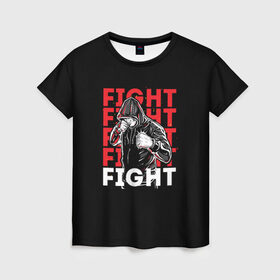 Женская футболка 3D с принтом FIGHT в Ухте, 100% полиэфир ( синтетическое хлопкоподобное полотно) | прямой крой, круглый вырез горловины, длина до линии бедер | boxing | fight club | mma | ufc | боевые искусства | боец | бои | бойцовский клуб | бокс | боксёр | борьба | воин | единоборства | кикбоксинг | майк тайсон | мма | муай тай | мухаммед али | рукопашный бой | сила