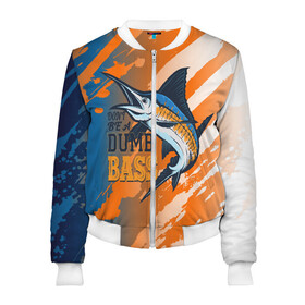 Женский бомбер 3D с принтом Туристическая рыбалка в Ухте, 100% полиэстер | застегивается на молнию, по бокам два кармана без застежек, мягкие манжеты, по низу бомбера и на воротнике — эластичная резинка | fish | карп | лето | отдых | поклев | рыба | рыбалка | рыболов | спиннинг | удилище | удочка