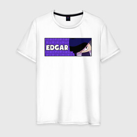 Мужская футболка хлопок с принтом EDGAR (ПЛАШКА) в Ухте, 100% хлопок | прямой крой, круглый вырез горловины, длина до линии бедер, слегка спущенное плечо. | Тематика изображения на принте: android | brawl | brawl stars | clash | edgar | game | stars | андроид | игра | мобильные игры | эдгар