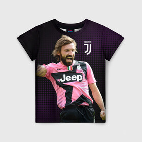 Детская футболка 3D с принтом Andrea Pirlo в Ухте, 100% гипоаллергенный полиэфир | прямой крой, круглый вырез горловины, длина до линии бедер, чуть спущенное плечо, ткань немного тянется | andrea pirlo | football | juventus | pirlo | vdkarsvet | андреа пирло | пирло | футбол | ювентус