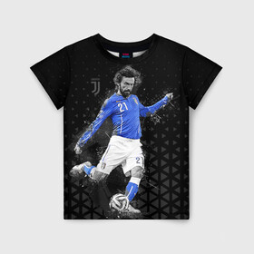 Детская футболка 3D с принтом Andrea Pirlo в Ухте, 100% гипоаллергенный полиэфир | прямой крой, круглый вырез горловины, длина до линии бедер, чуть спущенное плечо, ткань немного тянется | andrea pirlo | football | juventus | pirlo | vdkarsvet | андреа пирло | пирло | футбол | ювентус