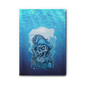 Обложка для автодокументов с принтом На дне морском в Ухте, натуральная кожа |  размер 19,9*13 см; внутри 4 больших “конверта” для документов и один маленький отдел — туда идеально встанут права | Тематика изображения на принте: арт | крюк | море | океан | пират | рыба | сундук | череп