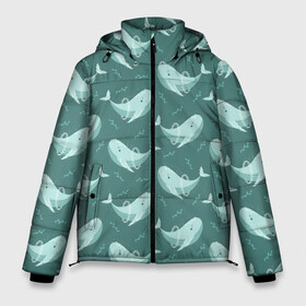 Мужская зимняя куртка 3D с принтом Киты в Ухте, верх — 100% полиэстер; подкладка — 100% полиэстер; утеплитель — 100% полиэстер | длина ниже бедра, свободный силуэт Оверсайз. Есть воротник-стойка, отстегивающийся капюшон и ветрозащитная планка. 

Боковые карманы с листочкой на кнопках и внутренний карман на молнии. | whale | кит | киты | море | океан | паттерн
