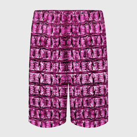 Детские спортивные шорты 3D с принтом Pink Alligator в Ухте,  100% полиэстер
 | пояс оформлен широкой мягкой резинкой, ткань тянется
 | Тематика изображения на принте: alligator | crocodile | leather | scales | skin