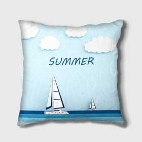 Подушка 3D ПАРУСНИКИ | SUMMER (Z): в Ухте, наволочка – 100% полиэстер, наполнитель – холлофайбер (легкий наполнитель, не вызывает аллергию). | состоит из подушки и наволочки. Наволочка на молнии, легко снимается для стирки | ship | ships | summer | кораблик | кораблики | корабль | летняя | лето | лодочка | мореход | одинокая лодка | парусник | судно | яхта | яхты