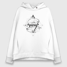 Женское худи Oversize хлопок с принтом ДЕЛЬФИН АБСТРАКЦИЯ (Z) в Ухте, френч-терри — 70% хлопок, 30% полиэстер. Мягкий теплый начес внутри —100% хлопок | боковые карманы, эластичные манжеты и нижняя кромка, капюшон на магнитной кнопке | dolphin | mastodon | rorqual | whale | белобочкаж | грампус | дельфин | дельфинарий | дельфиний | дельфинм | дельфиновый | кит | китовый | левиафан | макрельж | мастак | мастодонт | столп