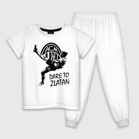 Детская пижама хлопок с принтом DARE TO ZLATAN Associazione Calcio Milan в Ухте, 100% хлопок |  брюки и футболка прямого кроя, без карманов, на брюках мягкая резинка на поясе и по низу штанин
 | ac milan | fifa | il diavoli | rossoneri | soccer | uefa | zlatan ibrahimovic | дьяволы | златан ибрагимович | лига чемпионов | милан | сборная швеции | спорт | уефа | фифа | фк | футбол | футбол