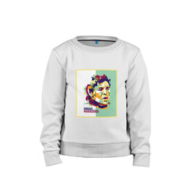 Детский свитшот хлопок с принтом Марадона (Аргентина) в Ухте, 100% хлопок | круглый вырез горловины, эластичные манжеты, пояс и воротник | argentina | maradona | messi | sport | аргентина | гол | диего | марадона | месси | мяч | рука бога | спорт | футбол | чемпион