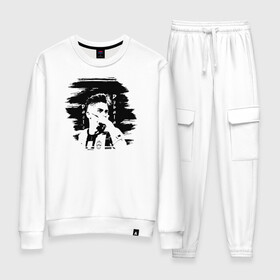 Женский костюм хлопок с принтом Paulo Dybala soccer player в Ухте, 100% хлопок | на свитшоте круглая горловина, мягкая резинка по низу. Брюки заужены к низу, на них два вида карманов: два 