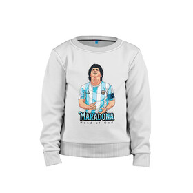Детский свитшот хлопок с принтом Марадона - Рука Бога в Ухте, 100% хлопок | круглый вырез горловины, эластичные манжеты, пояс и воротник | argentina | maradona | messi | sport | аргентина | гол | диего | марадона | месси | мяч | рука бога | спорт | футбол | чемпион