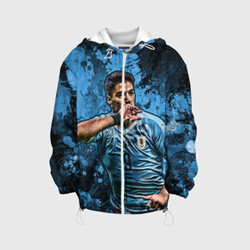 Детская куртка 3D с принтом Луис Альберто Суарес в Ухте, 100% полиэстер | застежка — молния, подол и капюшон оформлены резинкой с фиксаторами, по бокам — два кармана без застежек, один потайной карман на груди, плотность верхнего слоя — 90 г/м2; плотность флисового подклада — 260 г/м2 | luis suarez | luis surez | madrid | барселона | луис альберто суарес | мадрид | фк | футбол | футбольный клуб