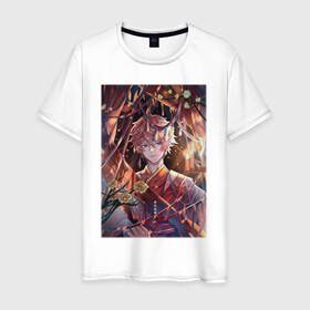 Мужская футболка хлопок с принтом Tartaglia fan art в Ухте, 100% хлопок | прямой крой, круглый вырез горловины, длина до линии бедер, слегка спущенное плечо. | art | fanart | game | genshin | impact | tartaglia | арт | тарталья | фан