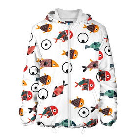 Мужская куртка 3D с принтом Морские рыбки в Ухте, ткань верха — 100% полиэстер, подклад — флис | прямой крой, подол и капюшон оформлены резинкой с фиксаторами, два кармана без застежек по бокам, один большой потайной карман на груди. Карман на груди застегивается на липучку | лето | морские жители | подводный мир | популярные иллюстрации | рыбки на белом | рыбы | цветные рыбки