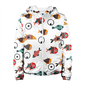Женская куртка 3D с принтом Морские рыбки в Ухте, ткань верха — 100% полиэстер, подклад — флис | прямой крой, подол и капюшон оформлены резинкой с фиксаторами, два кармана без застежек по бокам, один большой потайной карман на груди. Карман на груди застегивается на липучку | Тематика изображения на принте: лето | морские жители | подводный мир | популярные иллюстрации | рыбки на белом | рыбы | цветные рыбки