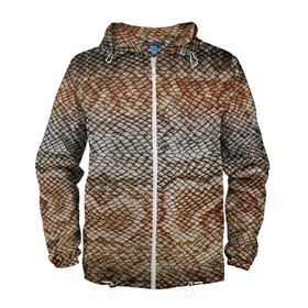 Мужская ветровка 3D с принтом Snake skin в Ухте, 100% полиэстер | подол и капюшон оформлены резинкой с фиксаторами, два кармана без застежек по бокам, один потайной карман на груди | Тематика изображения на принте: animal | leather | natural | skin | snake | texture | wild