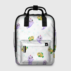 Женский рюкзак 3D Морские жители: в Ухте, 100% полиэстер | лямки с регулируемой длиной, сверху ручки, чтобы рюкзак нести как сумку. Основное отделение закрывается на молнию, как и внешний карман. Внутри два дополнительных кармана, один из которых закрывается на молнию. По бокам два дополнительных кармашка, куда поместится маленькая бутылочка
 | золотая рыбка | кит | морские животные | морские обитатели | морские рыбы | нарвал | рыба | рыбка