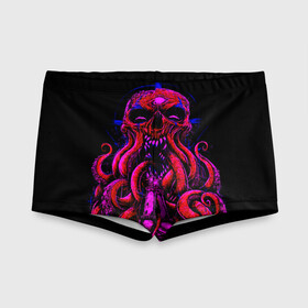 Детские купальные плавки 3D с принтом Череп Осьминог Octopus Skull в Ухте, Полиэстер 85%, Спандекс 15% | Слитный крой, подклад по переду изделия, узкие бретели | Тематика изображения на принте: animal | beast | kraken | monster | ocean | octopus | sea | skull | water | waves | вода | животные | звери | кракен | монстр | море | океан | осьминог | рыбы | череп | щупальца