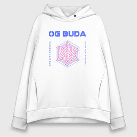 Женское худи Oversize хлопок с принтом OG BUDA | ОПГ СИТИ | FREERIO | SEXY DRILL в Ухте, френч-терри — 70% хлопок, 30% полиэстер. Мягкий теплый начес внутри —100% хлопок | боковые карманы, эластичные манжеты и нижняя кромка, капюшон на магнитной кнопке | budaog | drill | freerio | luv | mayot | melon | music | og buda | ogbuda | soda | буда | дрилл | оджи | опг | оуджи | сити | трэп | тюмень