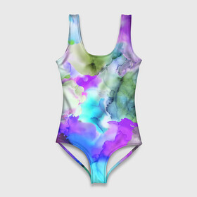 Купальник-боди 3D с принтом Акварельная краска в Ухте, 82% полиэстер, 18% эластан | Круглая горловина, круглый вырез на спине | abstract | art | casual | gradient | summer | texture | watercolor | абстракция | акварель | брызги красок | градиент | краски | лето | повседневный стиль | пятна | разводы красок | разноцветные разводы | текстура | узор