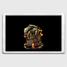 Магнит 45*70 БИТВА С ДРАКОНОМ: в Ухте, Пластик | Размер: 78*52 мм; Размер печати: 70*45 | battle | dragon | fantasy | fire | king | knight | битва | дракон | дым | замок | зверь | король | огонь | рыцарь | фэнтези