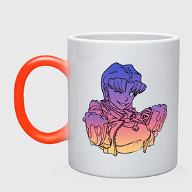 Кружка хамелеон с принтом Evangelion Misato Gradient в Ухте, керамика | меняет цвет при нагревании, емкость 330 мл | Тематика изображения на принте: anime | anime girl | bear | evangelion | gradient | misato katsuragi | аниме | градиент | евангелион