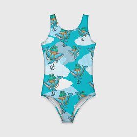 Детский купальник 3D с принтом Киты и корабль в Ухте, Полиэстер 85%, Спандекс 15% | Слитный крой, подклад по переду изделия, узкие бретели | ships | whale | кит | киты | корабли | кораблики | море | морские | морское