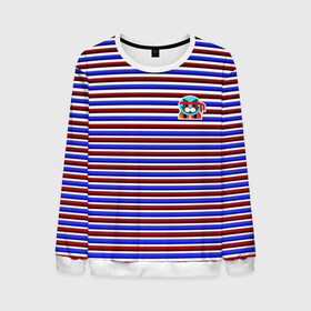 Мужской свитшот 3D с принтом Тельняшка кот - ниндзя в Ухте, 100% полиэстер с мягким внутренним слоем | круглый вырез горловины, мягкая резинка на манжетах и поясе, свободная посадка по фигуре | кот | котики | ниндзя | полосы | популярные иллюстрации | тельняшка