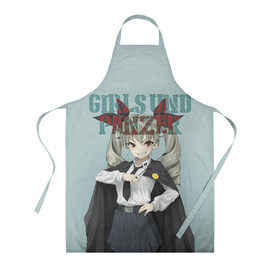 Фартук 3D с принтом Girls und Panzer в Ухте, 100% полиэстер | общий размер — 65 х 85 см, ширина нагрудника — 26 см, горловина — 53 см, длина завязок — 54 см, общий обхват в поясе — 173 см. Принт на завязках и на горловине наносится с двух сторон, на основной части фартука — только с внешней стороны | darjeeling | girls und panzer | girls und panzer правда | дарджилинг | девочки и танки | девушки и танки | катюша | нисидзуми михо | правда | танки