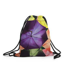 Рюкзак-мешок 3D с принтом Umbrellas в Ухте, 100% полиэстер | плотность ткани — 200 г/м2, размер — 35 х 45 см; лямки — толстые шнурки, застежка на шнуровке, без карманов и подкладки | abstraction | colorful | rainbow | umbrellas | зонты