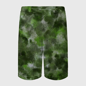 Детские спортивные шорты 3D с принтом Canvas Green Camo в Ухте,  100% полиэстер
 | пояс оформлен широкой мягкой резинкой, ткань тянется
 | abstraction | camouflage | canvas | green | камуфляж