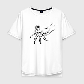 Мужская футболка хлопок Oversize с принтом Migi Parasyte в Ухте, 100% хлопок | свободный крой, круглый ворот, “спинка” длиннее передней части | Тематика изображения на принте: anime | izumi | kana | kiseijuu | parasyte | parasyte the maxim | reiko | satomi | аниме | десница | идзуми | кана. | миги | мурано | паразит | паразиты | правик | рейко | сатоми | шин