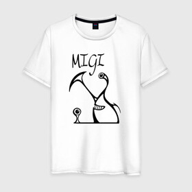 Мужская футболка хлопок с принтом Migi в Ухте, 100% хлопок | прямой крой, круглый вырез горловины, длина до линии бедер, слегка спущенное плечо. | Тематика изображения на принте: anime | izumi | kana | kiseijuu | parasyte | parasyte the maxim | reiko | satomi | аниме | десница | идзуми | кана. | миги | мурано | паразит | паразиты | правик | рейко | сатоми | шин