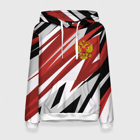 Женская толстовка 3D с принтом РОССИЯ RUSSIA RED в Ухте, 100% полиэстер  | двухслойный капюшон со шнурком для регулировки, мягкие манжеты на рукавах и по низу толстовки, спереди карман-кенгуру с мягким внутренним слоем. | abstraction | flag | geometry | paints | russia | stripes | texture | абстракция | брызги | геометрия | герб россии | краски | неон | неоновый | рашка | родина | россия | соты | текстура | триколор | флаг | флаг россии