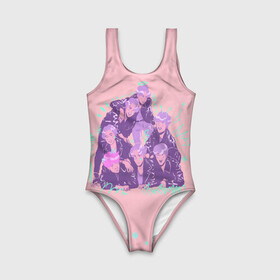 Детский купальник 3D с принтом BTS Band в Ухте, Полиэстер 85%, Спандекс 15% | Слитный крой, подклад по переду изделия, узкие бретели | bts | pop | битиэс | бтс | ви | джей хоуп | джонгук | корейцы | музыка | поп | попса | рм | чимин | чин сюги