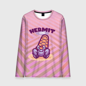 Мужской лонгслив 3D с принтом Hermit cone Отшельник в Ухте, 100% полиэстер | длинные рукава, круглый вырез горловины, полуприлегающий силуэт | cone | hermit | морские | отшельник | рак | раки