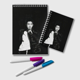 Блокнот с принтом Namjoon black в Ухте, 100% бумага | 48 листов, плотность листов — 60 г/м2, плотность картонной обложки — 250 г/м2. Листы скреплены удобной пружинной спиралью. Цвет линий — светло-серый
 | Тематика изображения на принте: bts | pop | битиэс | бтс | ви | джей хоуп | джонгук | корейцы | музыка | поп | попса | рм | чимин | чин сюги